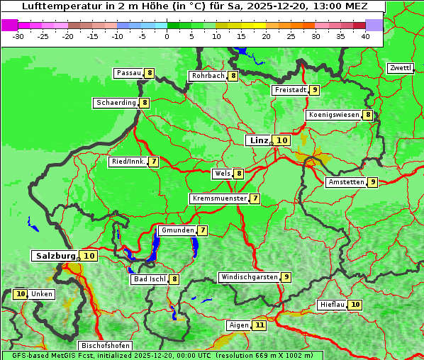 Temperatur, 20. 12. 2025