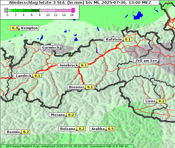 Niederschlag, 30. 7. 2025