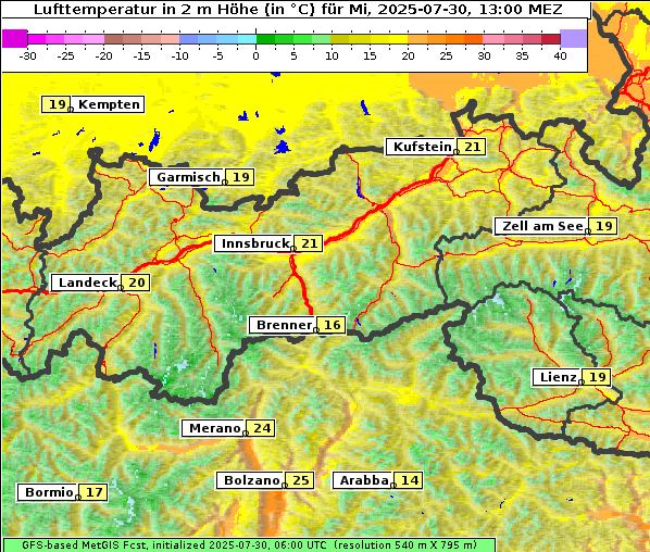 Temperatur, 30. 7. 2025