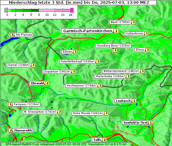 Niederschlag, 3. 7. 2025