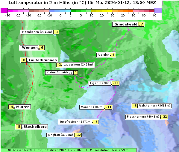 Temperatur, 12. 1. 2026