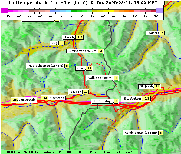 Temperatur, 21. 8. 2025
