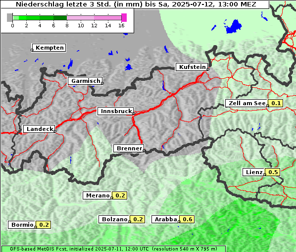 Niederschlag, 12. 7. 2025