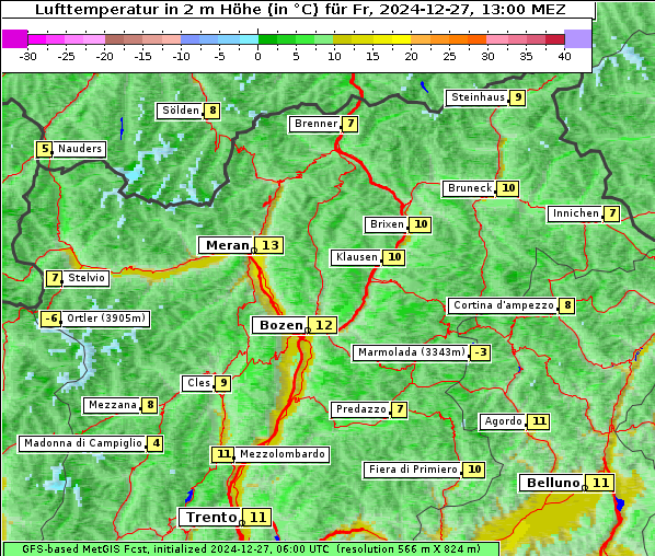 Temperatur, 27. 12. 2024