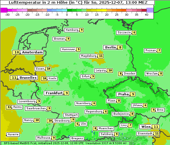 Temperatur, 7. 12. 2025