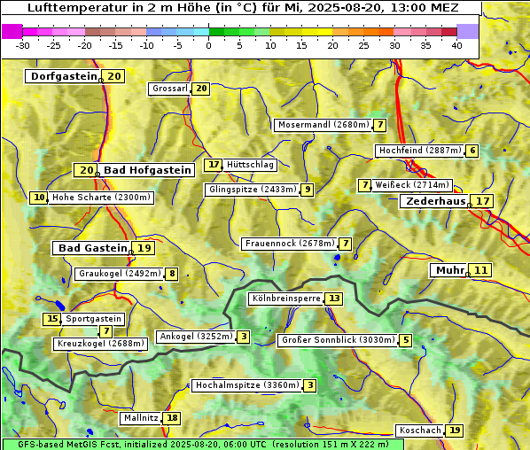 Temperatur, 20. 8. 2025