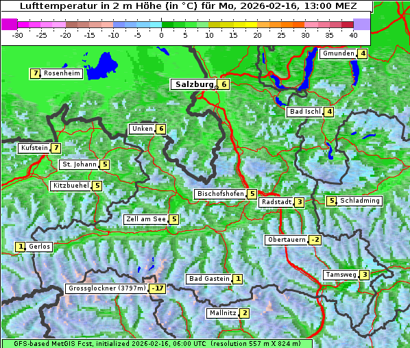 Temperatur, 16. 2. 2026
