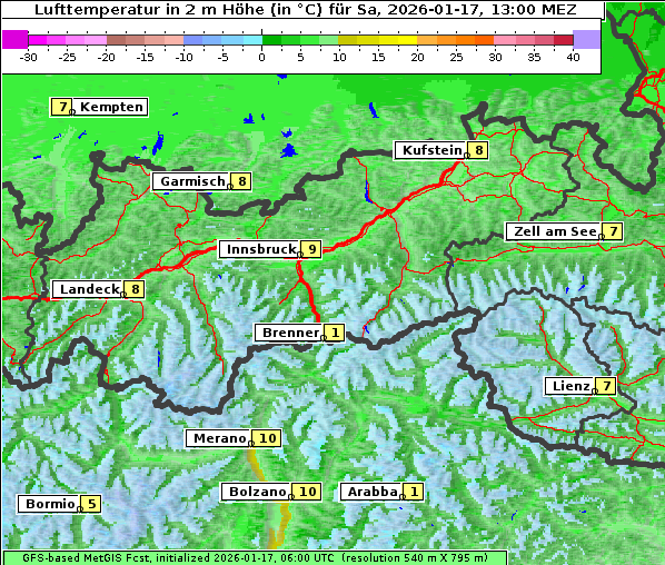 Temperatur, 17. 1. 2026