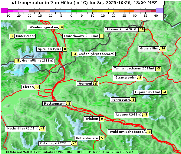 Temperatur, 26. 10. 2025