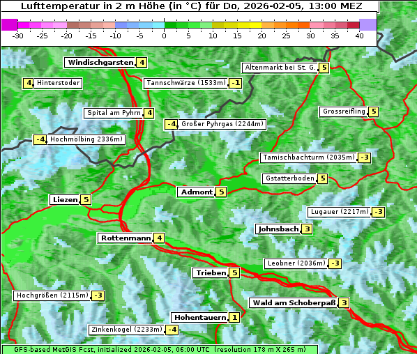 Temperatur, 5. 2. 2026