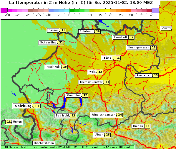 Temperatur, 2. 11. 2025