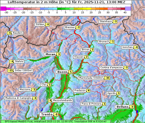 Temperatur, 21. 11. 2025