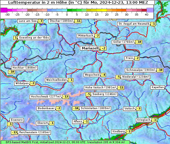 Temperatur, 23. 12. 2024