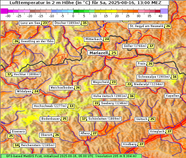 Temperatur, 16. 8. 2025