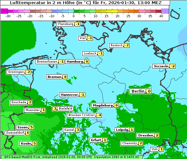 Temperatur, 30. 1. 2026