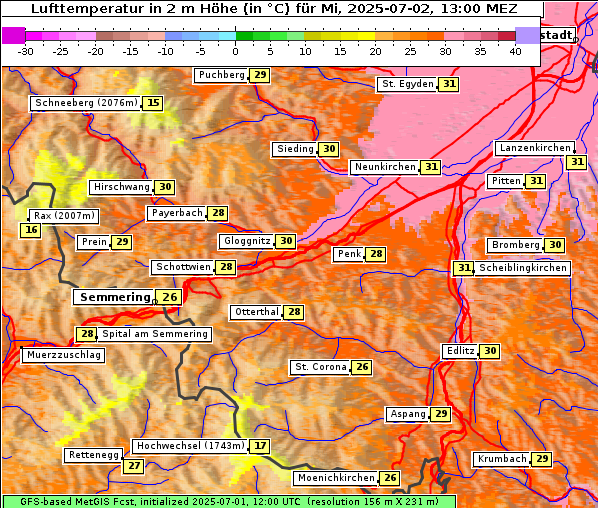 Temperatur, 2. 7. 2025
