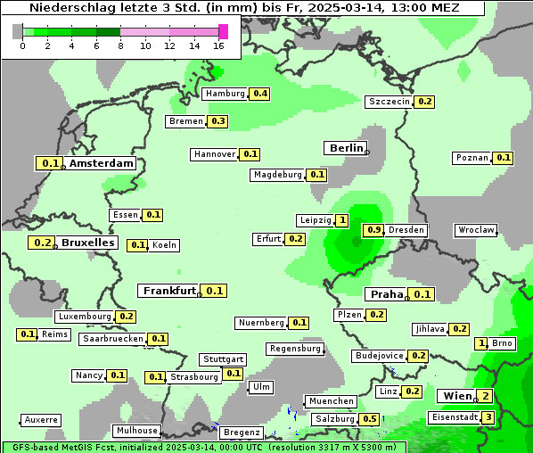 Niederschlag, 14. 3. 2025