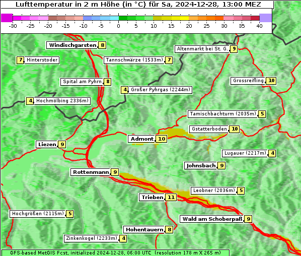 Temperatur, 28. 12. 2024