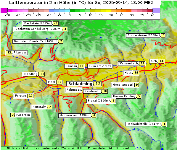 Temperatur, 14. 9. 2025