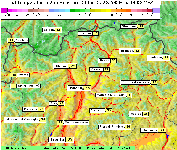 Temperatur, 16. 9. 2025