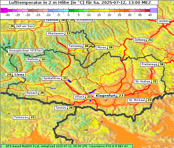 Temperatur, 12. 7. 2025