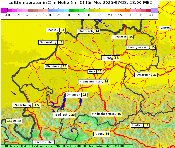 Temperatur, 28. 7. 2025