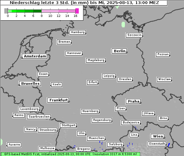 Niederschlag, 13. 8. 2025