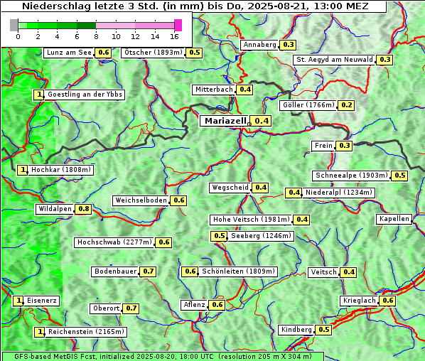 Niederschlag, 21. 8. 2025