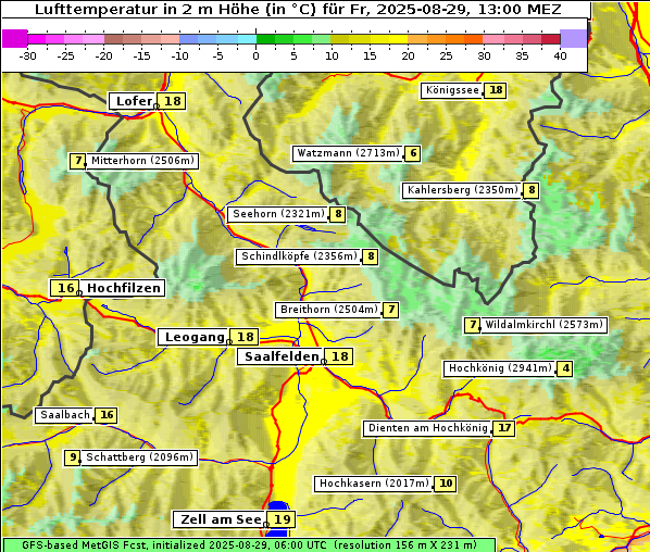 Temperatur, 29. 8. 2025