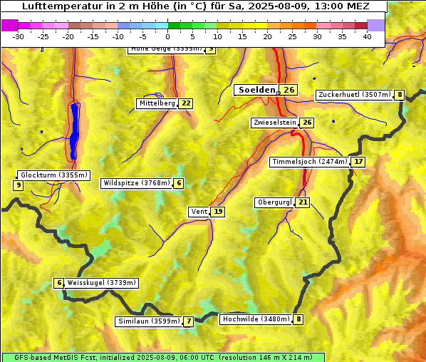 Temperatur, 9. 8. 2025