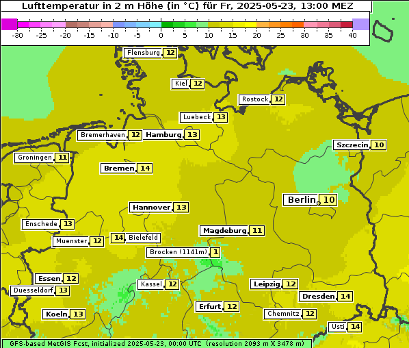 Temperatur, 23. 5. 2025