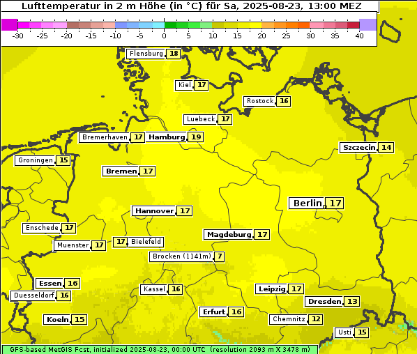 Temperatur, 23. 8. 2025