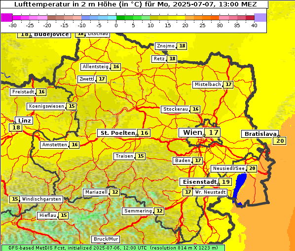 Temperatur, 7. 7. 2025