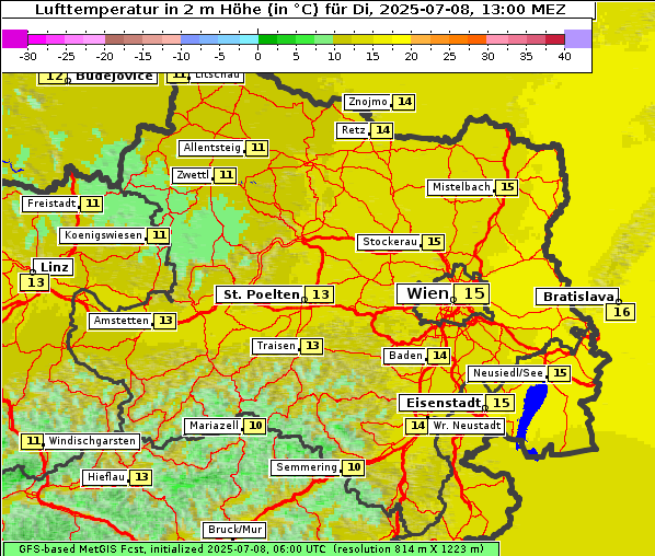 Temperatur, 8. 7. 2025
