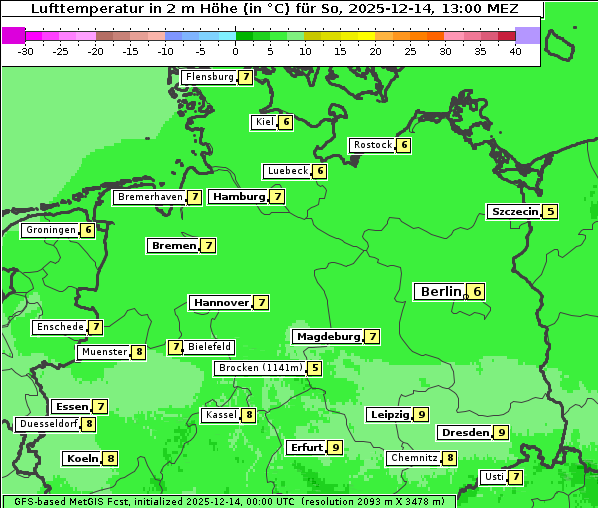 Temperatur, 14. 12. 2025