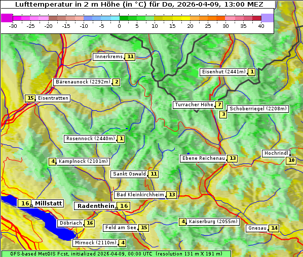 Temperatur, 9. 4. 2026