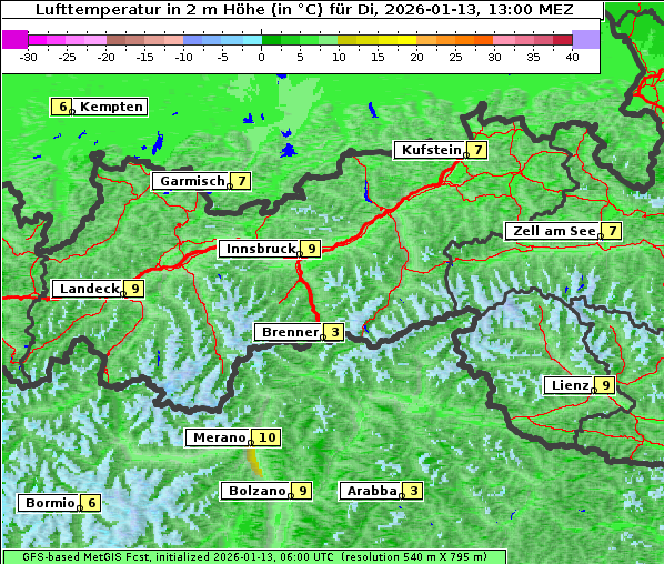 Temperatur, 13. 1. 2026