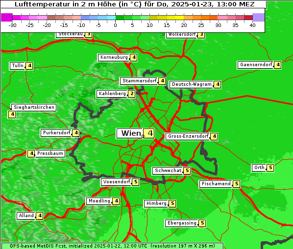 Temperatur, 23. 1. 2025