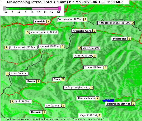 Niederschlag, 16. 6. 2025