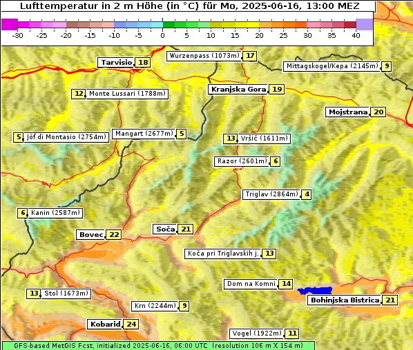 Temperatur, 16. 6. 2025