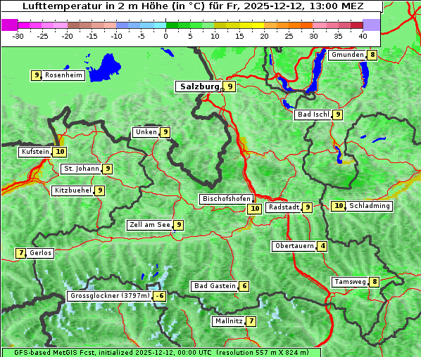 Temperatur, 12. 12. 2025