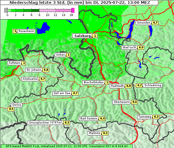 Niederschlag, 22. 7. 2025