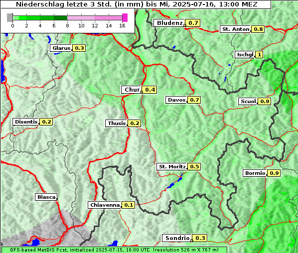 Niederschlag, 16. 7. 2025
