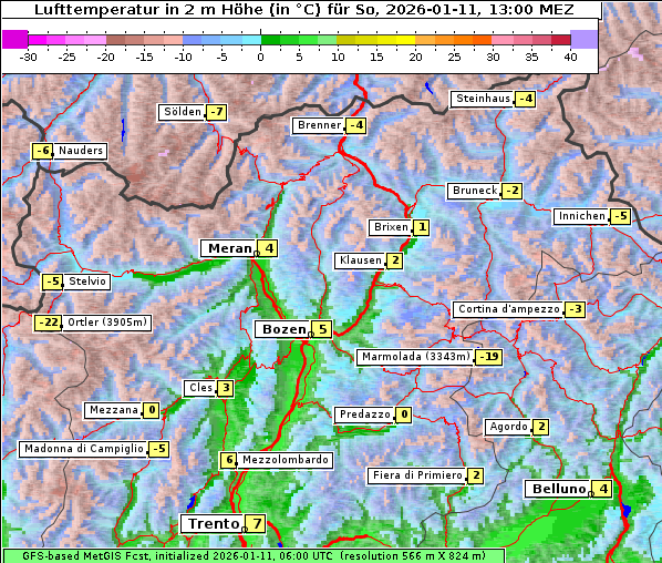 Temperatur, 11. 1. 2026
