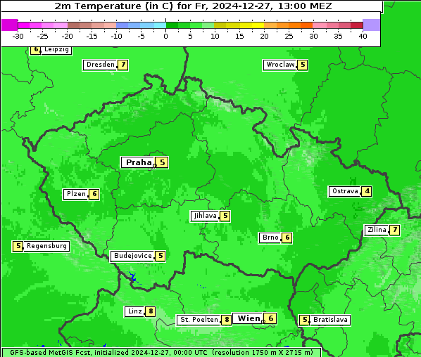 Temperatur, 27. 12. 2024