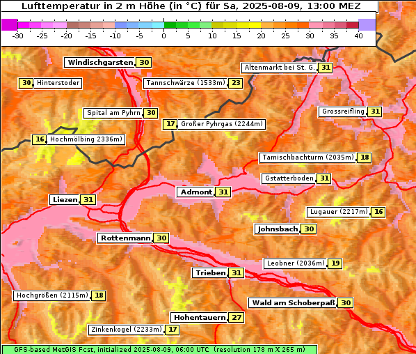 Temperatur, 9. 8. 2025