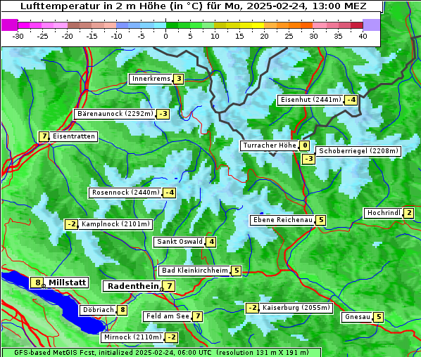 Temperatur, 24. 2. 2025