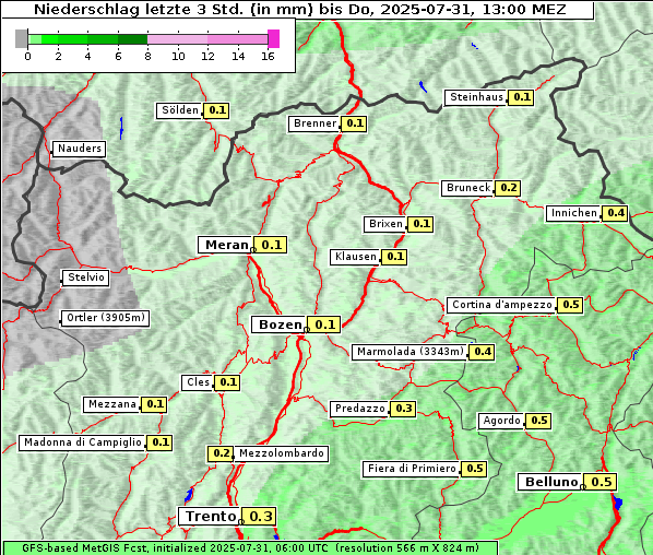 Niederschlag, 31. 7. 2025