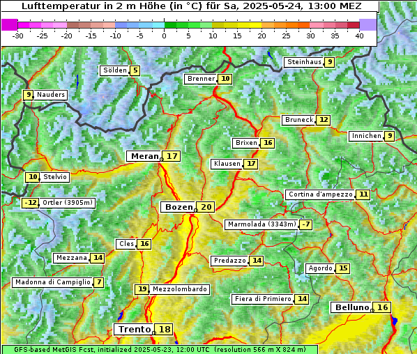 Temperatur, 24. 5. 2025