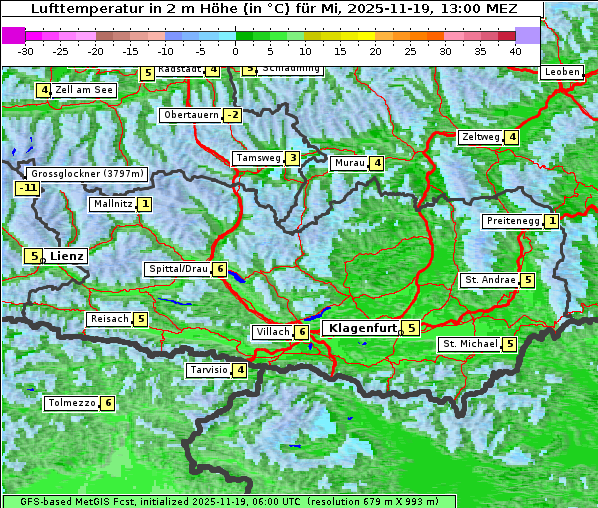 Temperatur, 19. 11. 2025